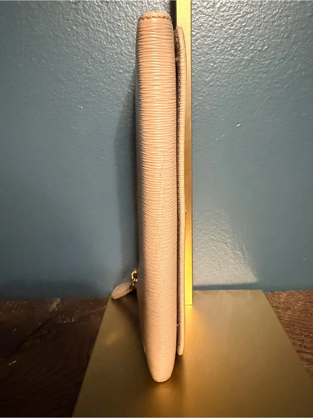 Prada Pink Saffiano Leather Continental Wallet with Gold Logo